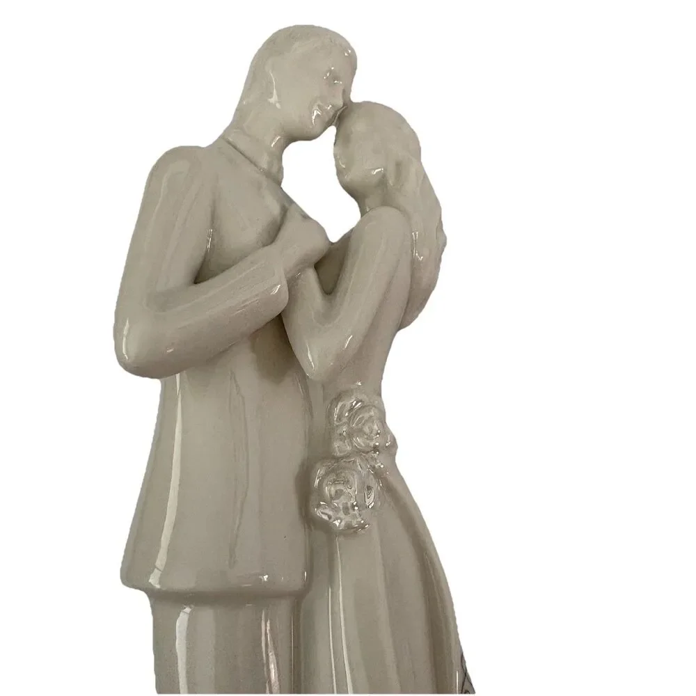 Wedding Cake Topper Bride & Groom Roman “Love is Patient…” 8.75” Tall Porcelain